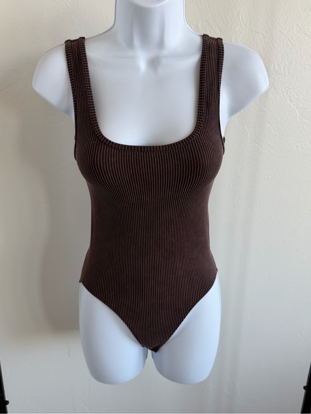 Forever 21 - Ribbed Brown Scoop Neck Bodysuit
